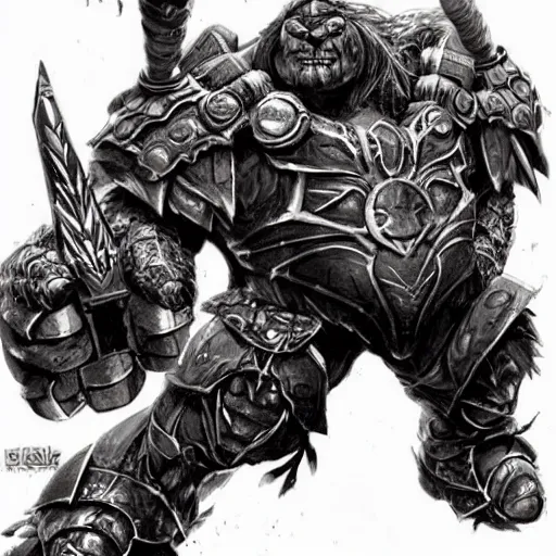 Image similar to orc warrior concept art, yoshitaka amano, akihiko yoshida