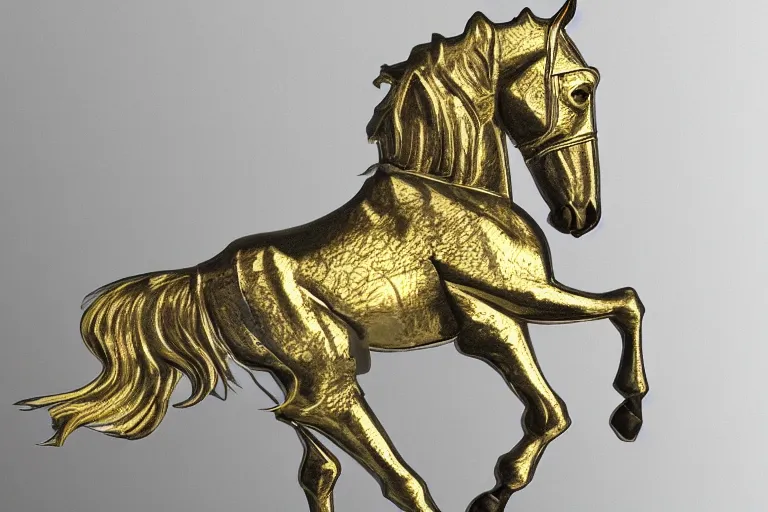 Image similar to knight horse, chrome, reflect, ultra realistic!!!, clear weather, golden hour, sharp focus