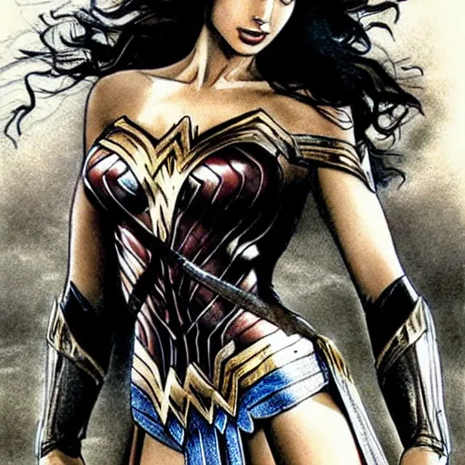 Image similar to Gal Gadot as Wonder Woman, by Luis Royo