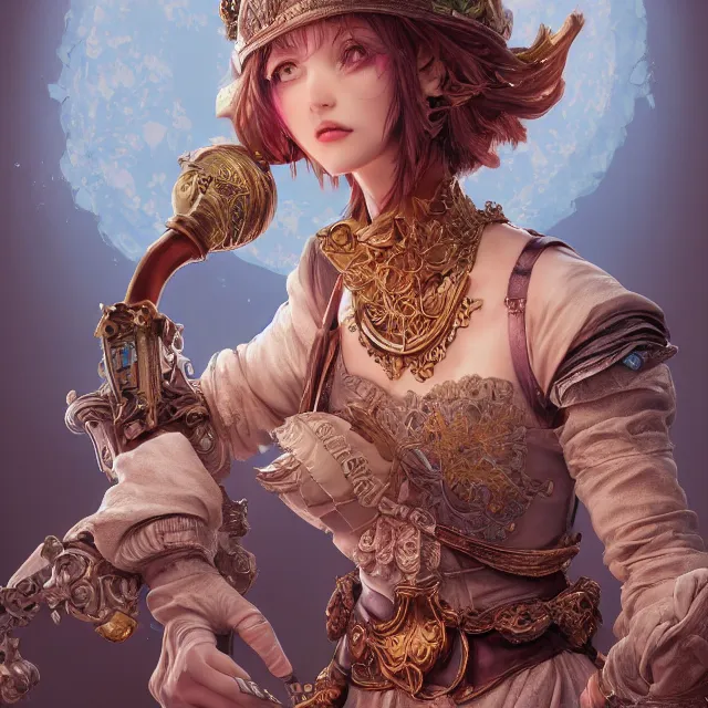 Image similar to studio portrait of neutral good colorful female cleric bard healer as absurdly beautiful, elegant, young skinny gravure idol, ultrafine hyperdetailed face illustration by kim jung gi, irakli nadar, intricate linework, sharp focus, bright colors, octopath traveler, final fantasy, unreal engine highly rendered, global illumination, radiant light, detailed and intricate environment