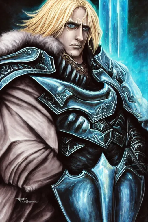 Image similar to Arthas in the style of Ayami Kojima,