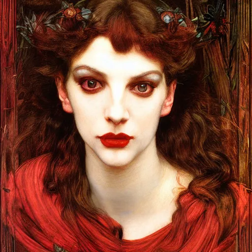 Image similar to portrait of a hybrid of a hybrid of a hybrid of judy garland and lady gaga and liza minelli holman hunt, john william waterhouse, kilian eng, rosetti, john everett millais, william holman hunt, 4 k