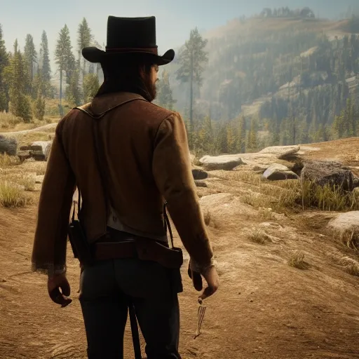 Prompt: Film still of Daniel Radcliffe, from Red Dead Redemption 2 (2018 video game)