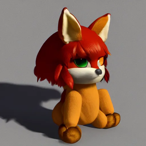 Prompt: cute fumo plush of a foxboy adventurer, three point lighting, dramatic, vray