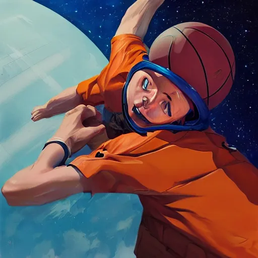 Image similar to a leather basketball comet zipping through space, hyper realistic, 8 k, behance hd artstation by jesper ejsing by rhads, makoto shinkai and lois van baarle, ilya kuvshinov, ossdraws