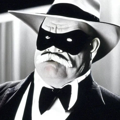 Prompt: film still of wilford brimley as the penguin in batman 1 9 9 1.