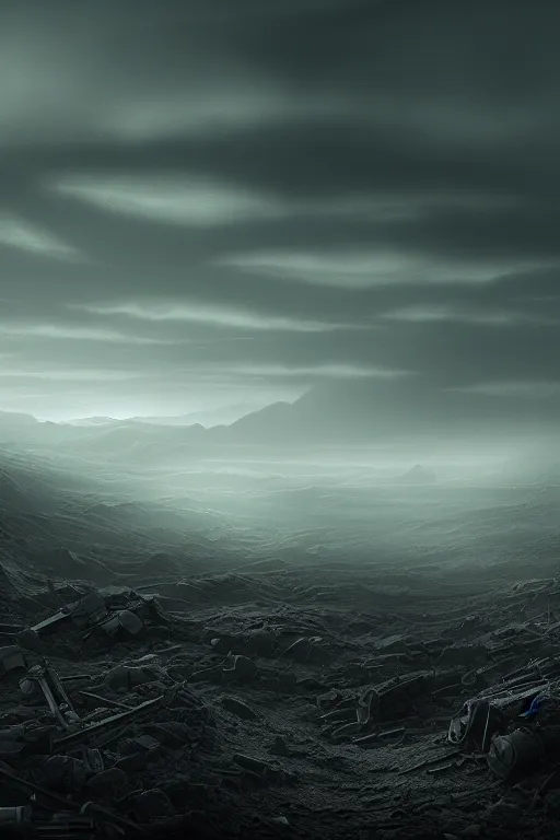 Prompt: a post apocolyptic landscape image cinematic matte painting, extreme detail photo quality, dark moody colors, featured on behance