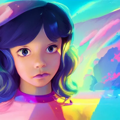 Prompt: painted portrait of a rainbow brite, fantastically pastel colors, octane render, matte painting concept art, official fanart behance hd artstation by jesper elsing, by rhads and makoto shinkai and lois van baarle and ilya kuvshinov and rossdraws