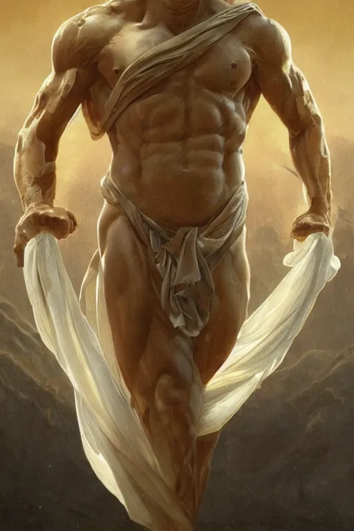 Image similar to President Donald J Trump as a Greek god, detailed face, gorgeous, amazing, muscular, fit, very muscular male body, Caesar victorious, proud Emperor , intricate, highly detailed, digital painting, artstation, concept art, sharp focus, illustration, art by greg rutkowski beeple and alphonse mucha