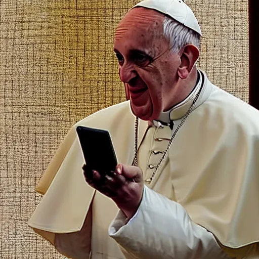 Prompt: the pope watching pokemon on tv