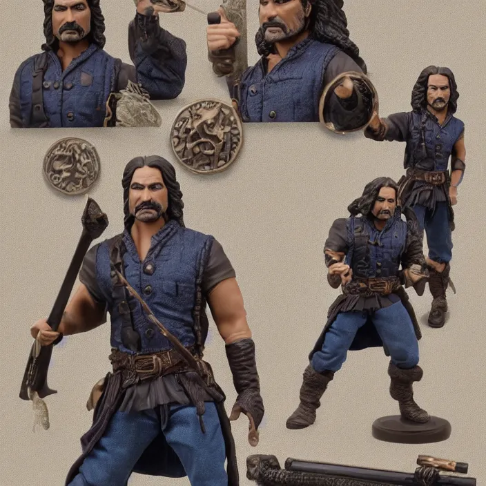 Prompt: a detailed figure of indigo montoya, first 4 figures, detailed product photo