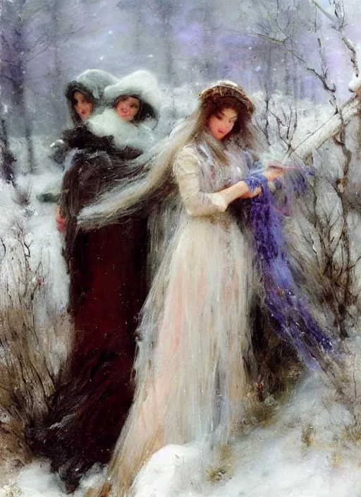 Image similar to the witch of frost by eugene boudin and vladimir volegov and alexander averin and delphin enjolras and daniel f. gerhartz