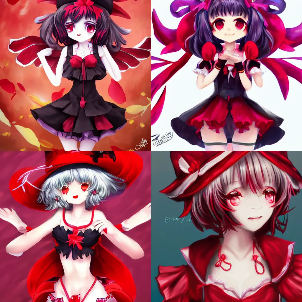 Image similar to professional digital artwork of Remilia Scarlet from Touhou Project, fine art, fine art oil painting with correct symmetry quality digital art of Remilia Scarlet trending on Artstation