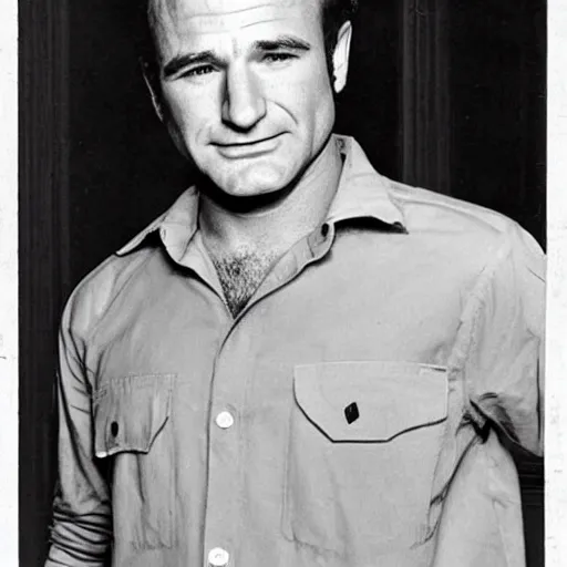 Image similar to young Robin Williams playing a young Walter White