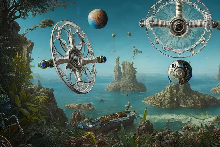 Image similar to a surreal and awe - inspiring single fidget spinner in a bare studio, intricate, elegant, highly detailed matte painting by ernst haeckel and simon stalenhag