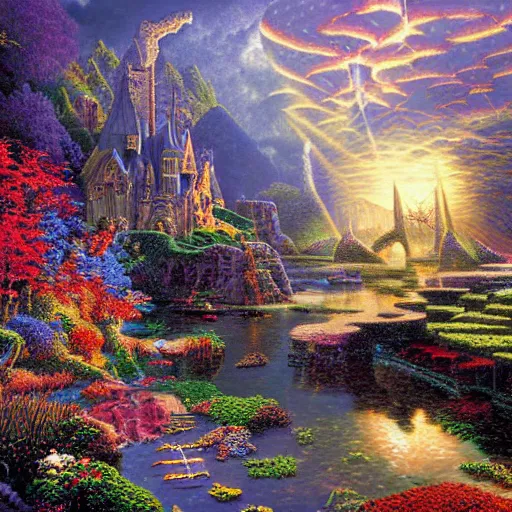 Prompt: masterpiece by arthur adams, thomas kinkade, igor zenin, gilbert williams, bruce pennington, martin johnson heade, andreas franke, andreas achenbach, arthur adams, yoshitaka amano, guy billout, artur bordello, michael cheval