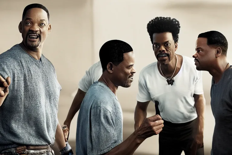 Image similar to will smith and chris rock together. ultra-detailed, 8k, octane render