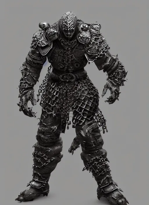 Image similar to а fantasy Proto-Slavic mythology, zombie in chain mail armor inspired blizzard games, full body, detailed and realistic, 4k, trending on artstation, octane render