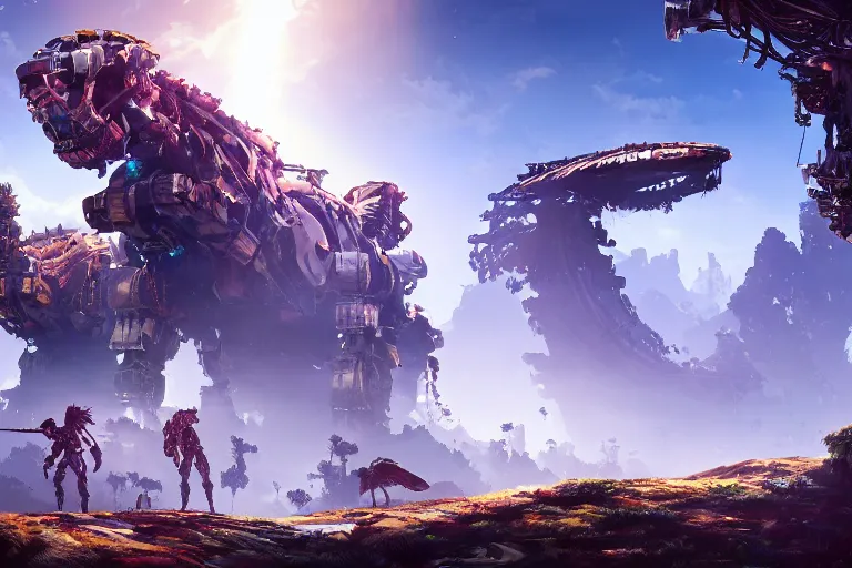 Image similar to bristleback machine mecanical creature robot of horizon forbidden west horizon zero dawn bioluminiscence global illumination ray tracing hdr fanart arstation by ian pesty and alena aenami artworks in 4 k