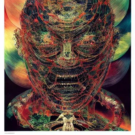 Prompt: a centered portrait of a non - human predatory alien. an award winning yoshitaka amano digital art poster color painting, by james gurney and gerhard richter. art by takato yamamoto. masterpiece, poster colour on canvas.