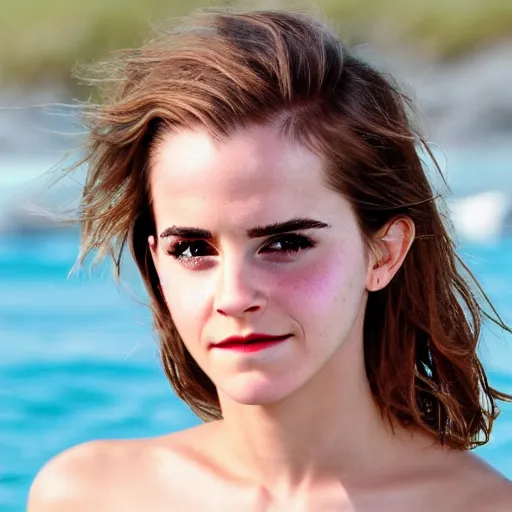 Prompt: “ ultra realistic image of emma watson at the beach, bikini, 4 k photo, professional ”