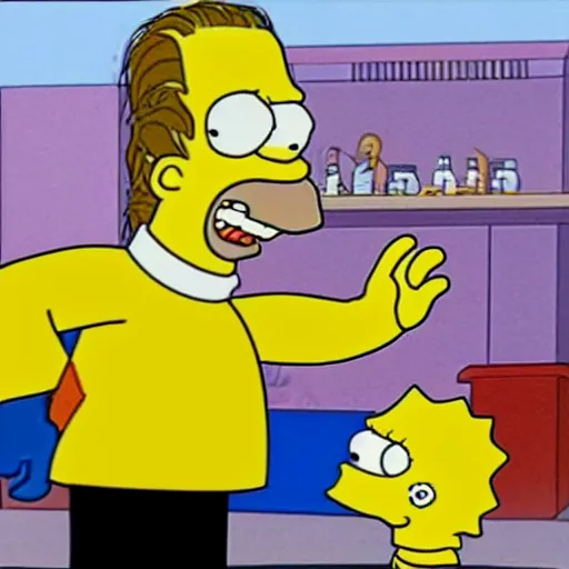 Prompt: emperor palpatine choking bart simpson in simpsons cartoon