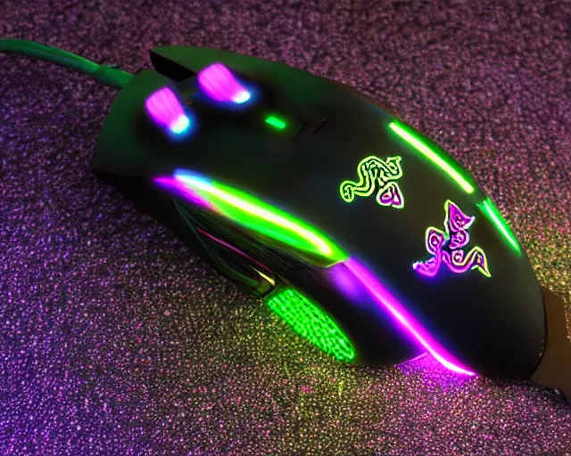 Image similar to razer swan with gaming leds in feathers