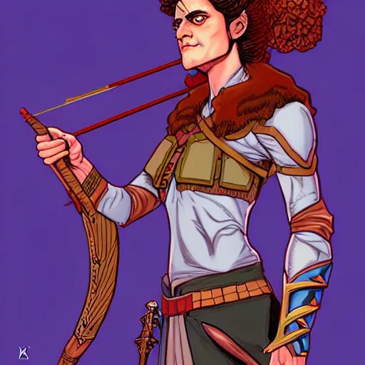 Prompt: a fantasy comic - style full portrait of an archer who looks like gilda radner, digital illustration by ken taylor and sana takeda and jenny frison, character design, concept art, fine inking lines, vivid colors, dnd, highly detailed!, hd, 4 k, trending on artstation