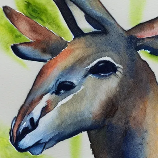 Image similar to kangaroo, watercolor, watercolor art, kangaroo, simple, white background