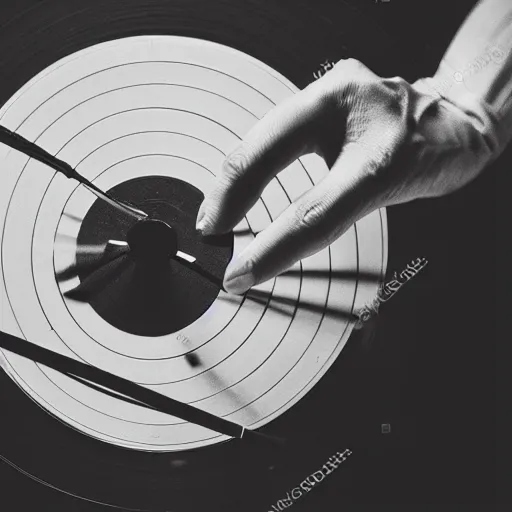 Image similar to devil dj with hand on record spinning