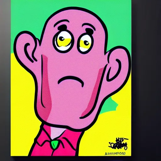 Prompt: handsome squidward portrait, pop art, colorful