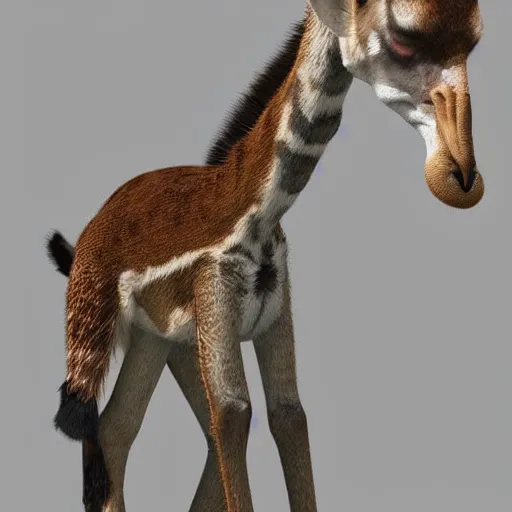 Prompt: child of coati and giraffe with short neck, ultra realistic