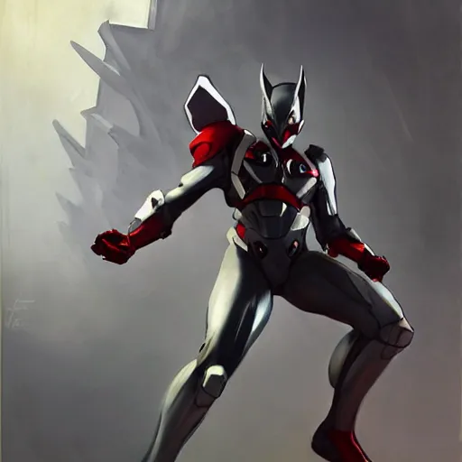 Image similar to greg manchess portrait painting of armored spiderman ultraman grey fox from metal gear cyborg japanese - american hybrid as overwatch character, medium shot, asymmetrical, profile picture, organic painting, sunny day, matte painting, bold shapes, hard edges, street art, trending on artstation, by huang guangjian and ail elvgren and sachin teng