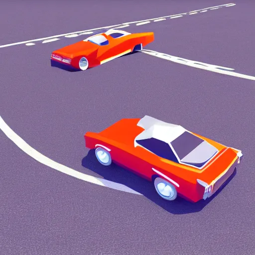 Image similar to a 3d low poly game object of a retro car