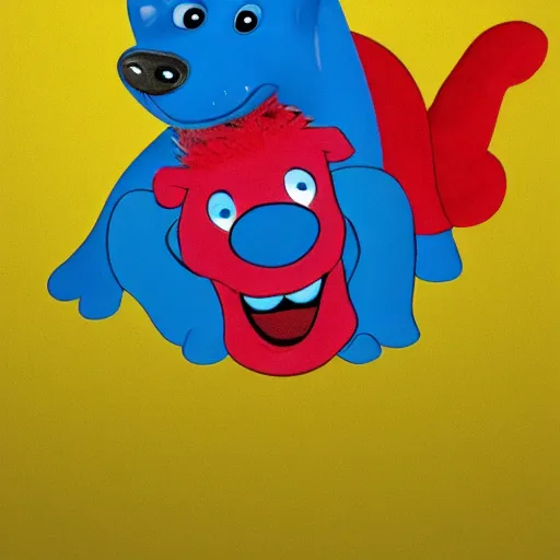 Image similar to blue from blues clues fighting clifford the big red dog