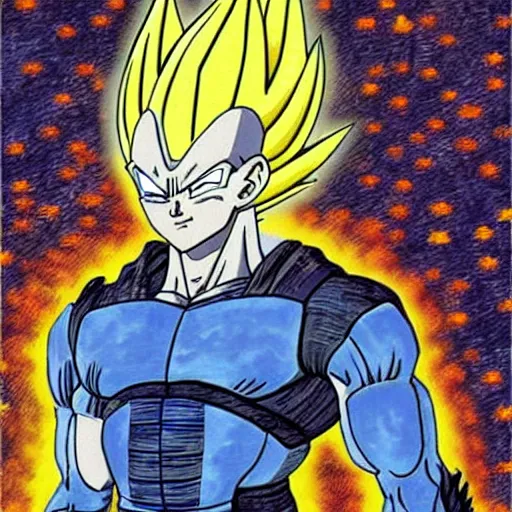 Image similar to vegeta by van gogh