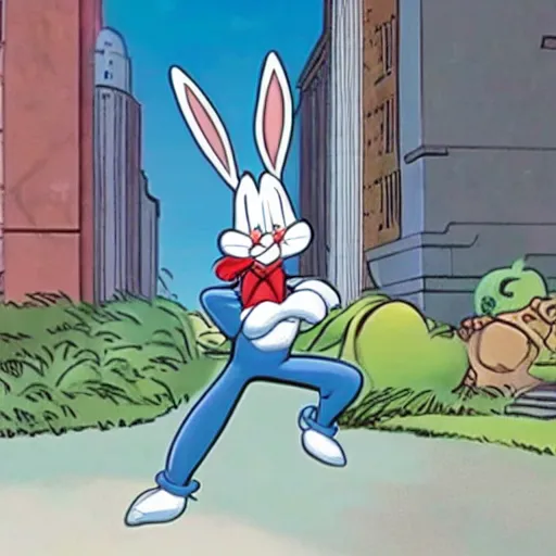 Prompt: bugs bunny screenshot from marvel movie
