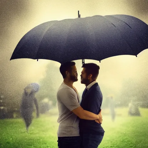Prompt: an umbrella holding a man