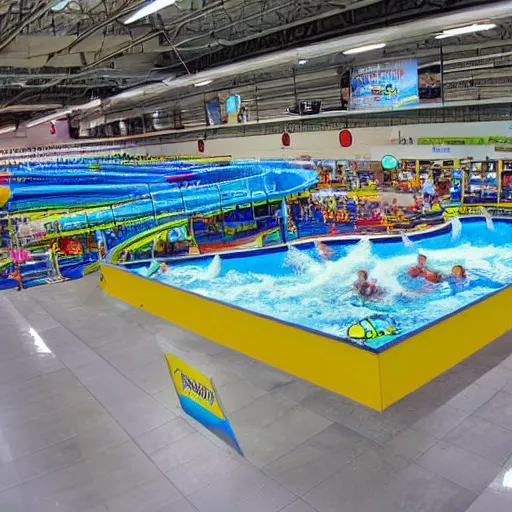 Image similar to waterpark inside a walmart superstore