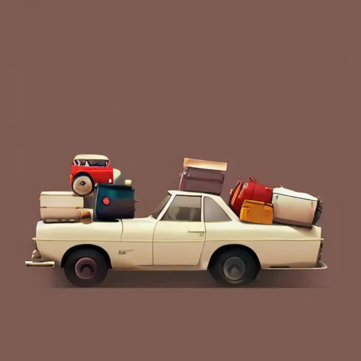 Image similar to goro fujita ilustration 4 x 4 car full of suitcases, painting by goro fujita, sharp focus, highly detailed, artstation