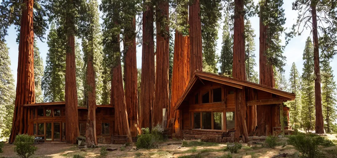 Image similar to house built into a giant sequoia