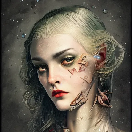 Image similar to a portrait in the style of anna dittmann and tom bagshaw and virgil finlay.