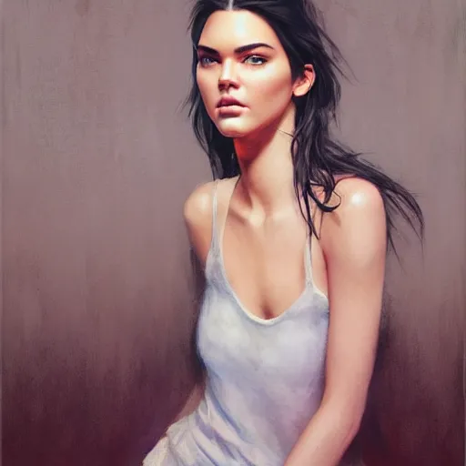 Image similar to fashion model kendall jenner by Greg Mike by Richard Schmid by Jeremy Lipking by moebius by atey ghailan