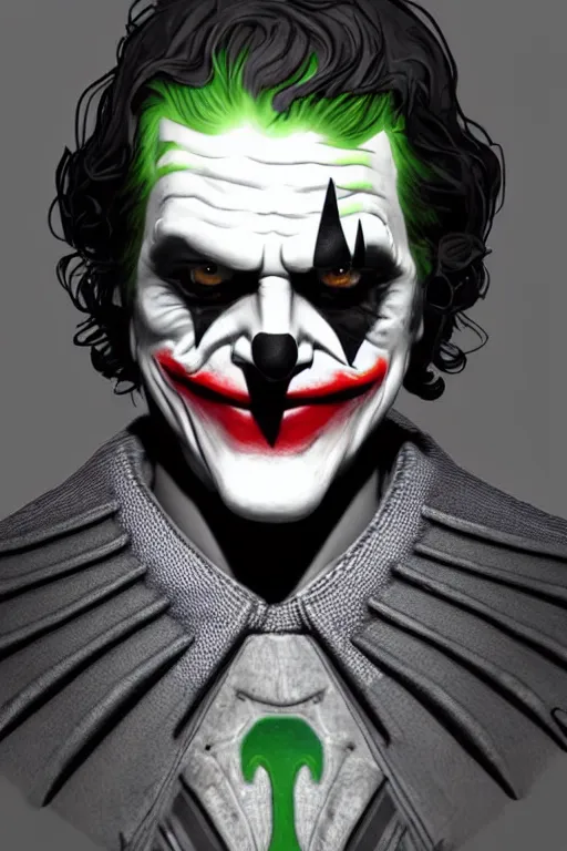 Image similar to Joker wearing vader's armor, full character, artstation, highly detailed, highly realistic