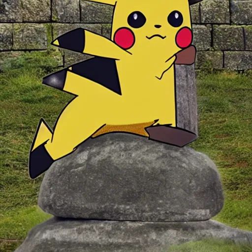 Prompt: ancient monument to Pikachu