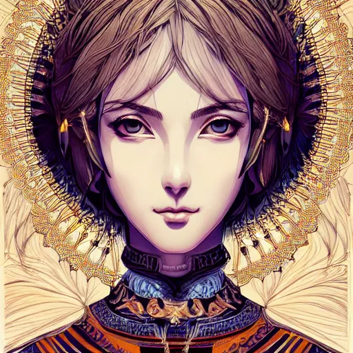 Prompt: ehther the heavenly monarch, beautiful, detailed symmetrical close up portrait, intricate complexity, in the style of artgerm and ilya kuvshinov, cel shaded