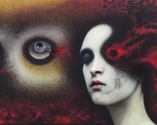 Image similar to eternal eclipse, a brutalist designed, rich deep colours, painted by francis bacon, yoshitaka amano, sebastiao salgado, julia margaret cameron, adrian ghenie, james jean and petra cortright, part by gerhard richter, part by takato yamamoto. 8 k masterpiece.