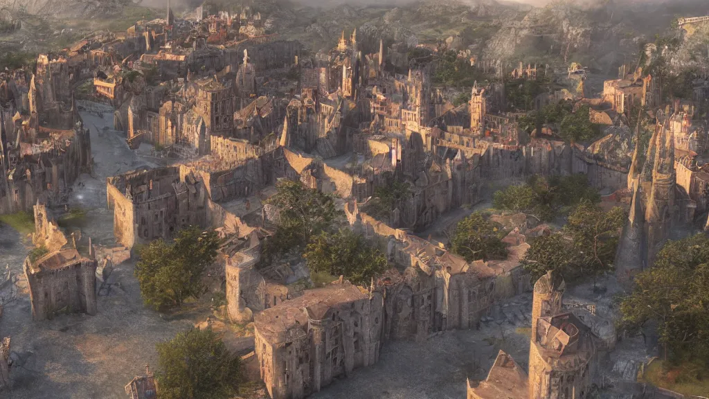 Prompt: 3d rendering of the fantasy medieval city of Kings Landing, influenced from HBO's A Game of Thrones, Looking towards the Red Keep which is in the background, foggy atmosphere, volumetric lighting, fantasy artwork, very beautiful scenery, very realistic painting effect, hd, hdr, unreal engine 5, cinematic 4k wallpaper, 8k, ultra detailed, high resolution, artstation