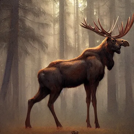 Image similar to humanoid moose anthropomorphic moose hominid moose by greg rutkowski