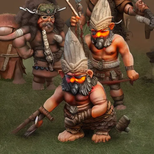 Image similar to barbarian gnomes in babylon, highly detailed, trending on artstation